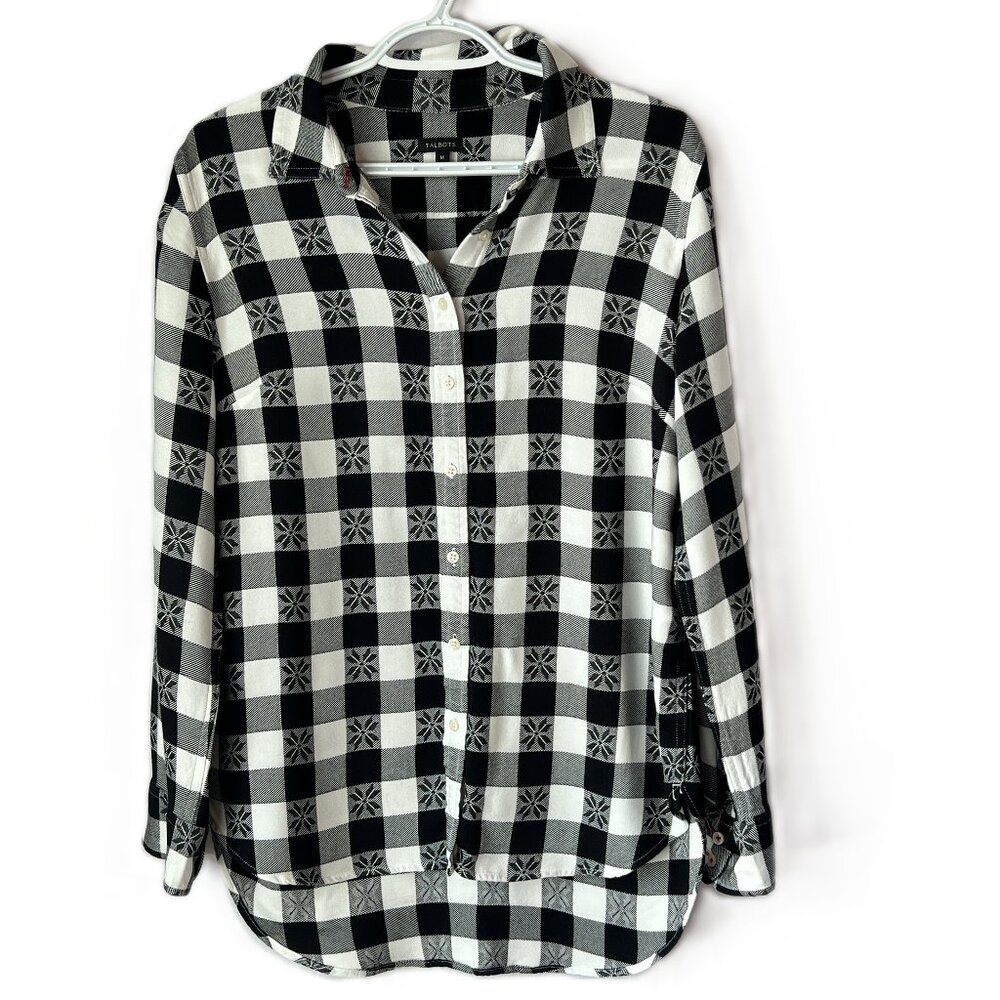 Talbots Premium Modern Country  Timeless Embroidered Check Quality shirt  M